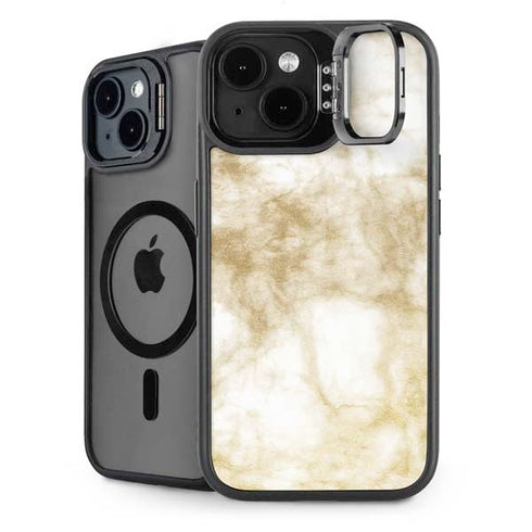 Gold and White Marble iPhone 15 Kickstand Case